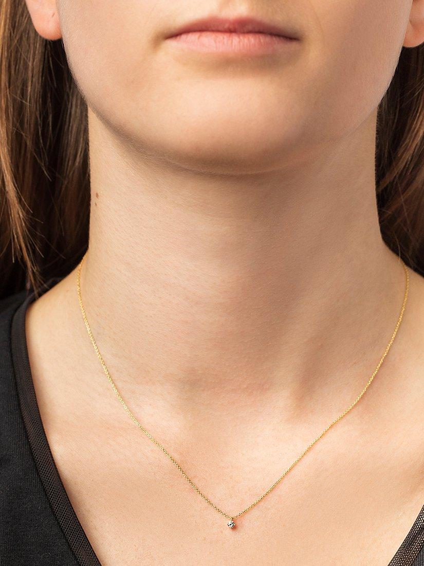 Product image 2 of 4, which shows E.W Adams 18ct Yellow Gold Single Diamond Pendant Necklace