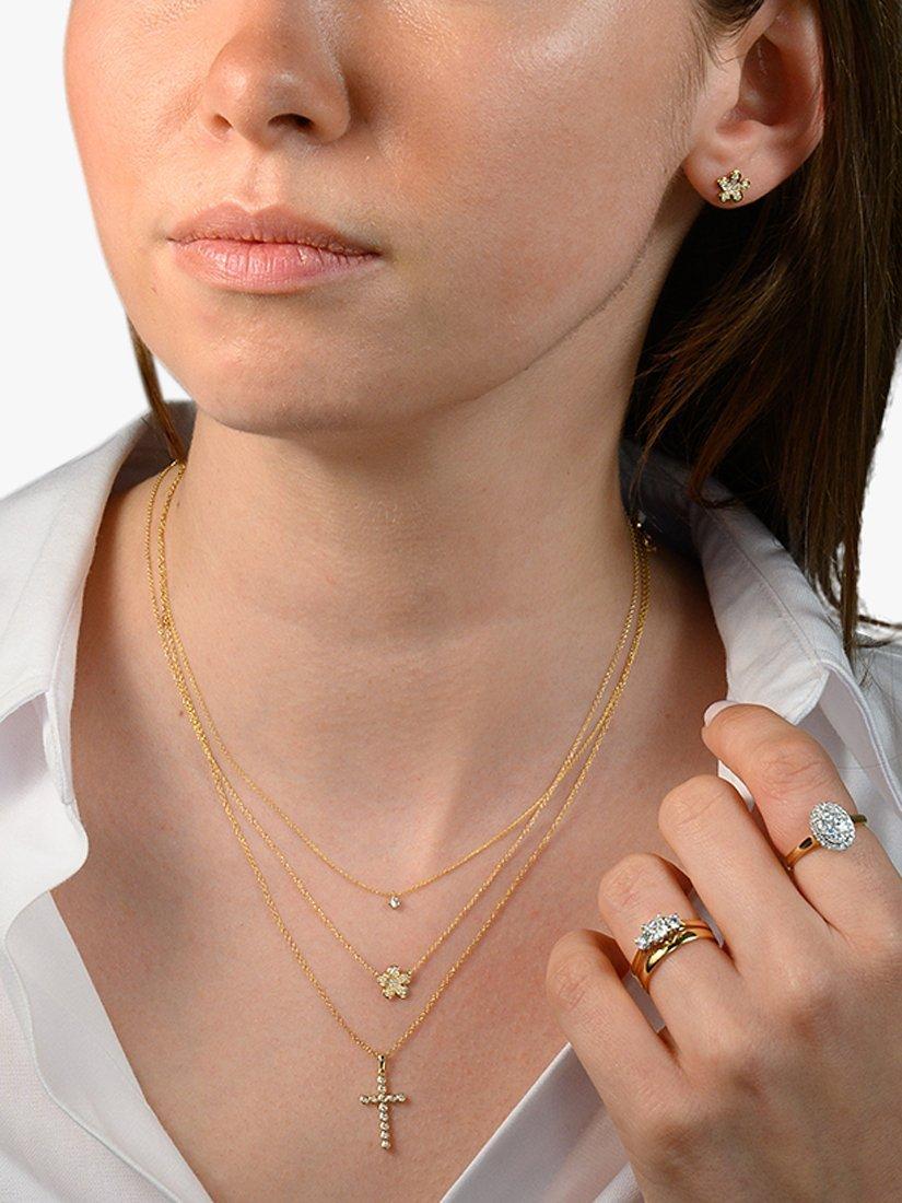 Product image 3 of 4, which shows E.W Adams 18ct Yellow Gold Single Diamond Pendant Necklace