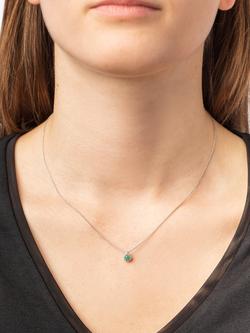 E.W Adams 18ct White Gold Diamond and Emerald Cluster Pendant Necklace - view 2, White Gold