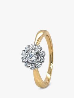 E.W Adams 18ct Yellow and White Gold Diamond Illusion Set Cluster Ring, N, Yellow Gold/White Gold