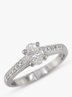 E.W Adams Platinum Oval Cut Diamond Ring, N, Platinum