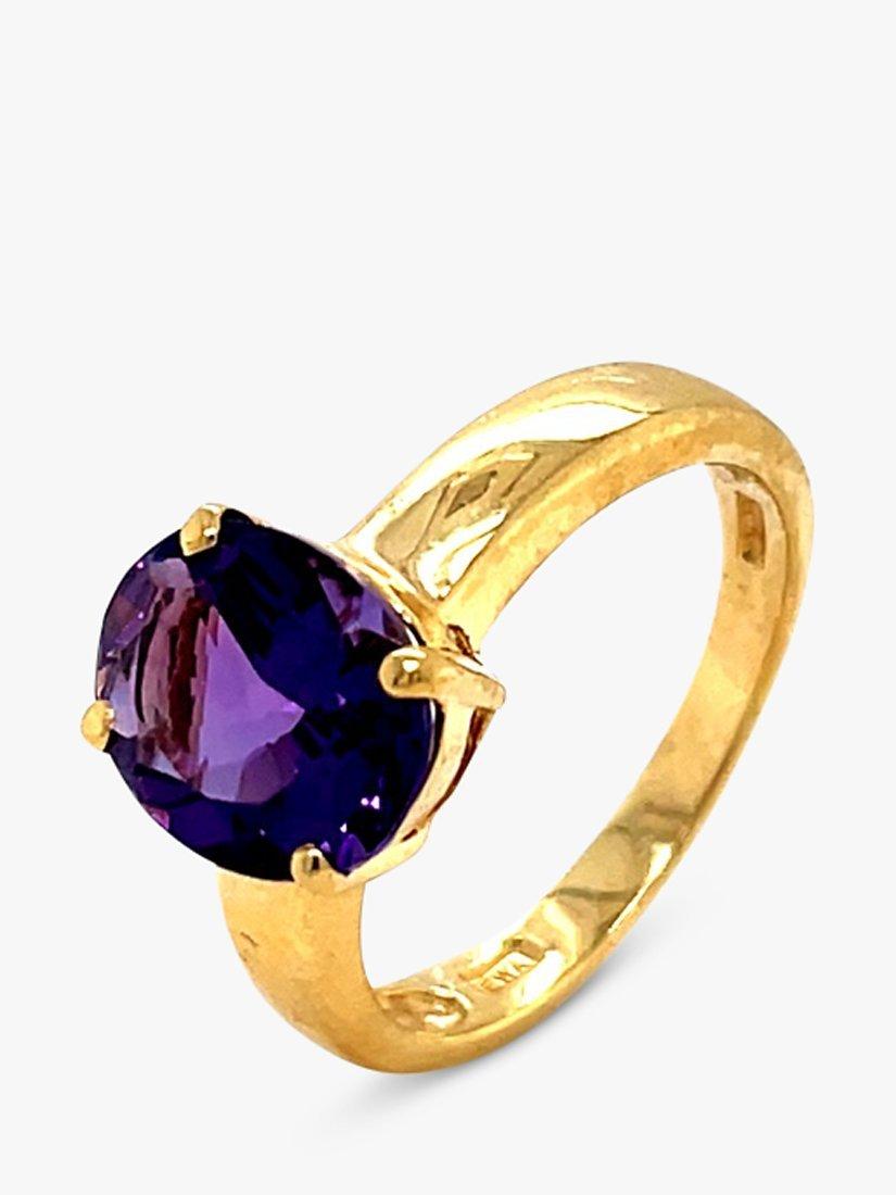 Product image 1 of 5, which shows E.W Adams 9ct Yellow Gold Oval Amethyst Ring, N