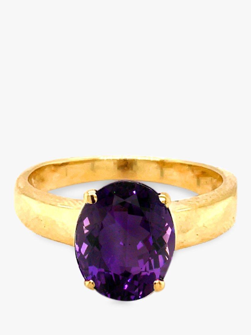 Product image 2 of 5, which shows E.W Adams 9ct Yellow Gold Oval Amethyst Ring, N