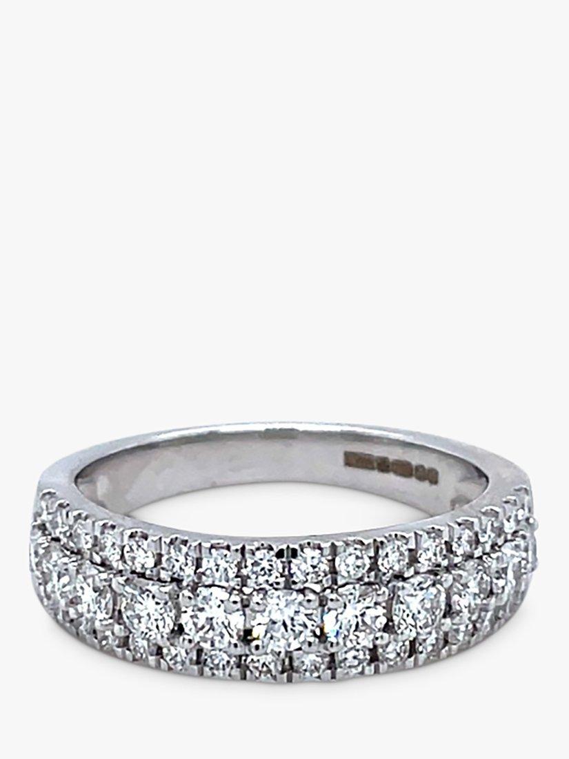 Product image 1 of 4, which shows E.W Adams 18ct White Gold Triple Row Half Eternity Ring, N