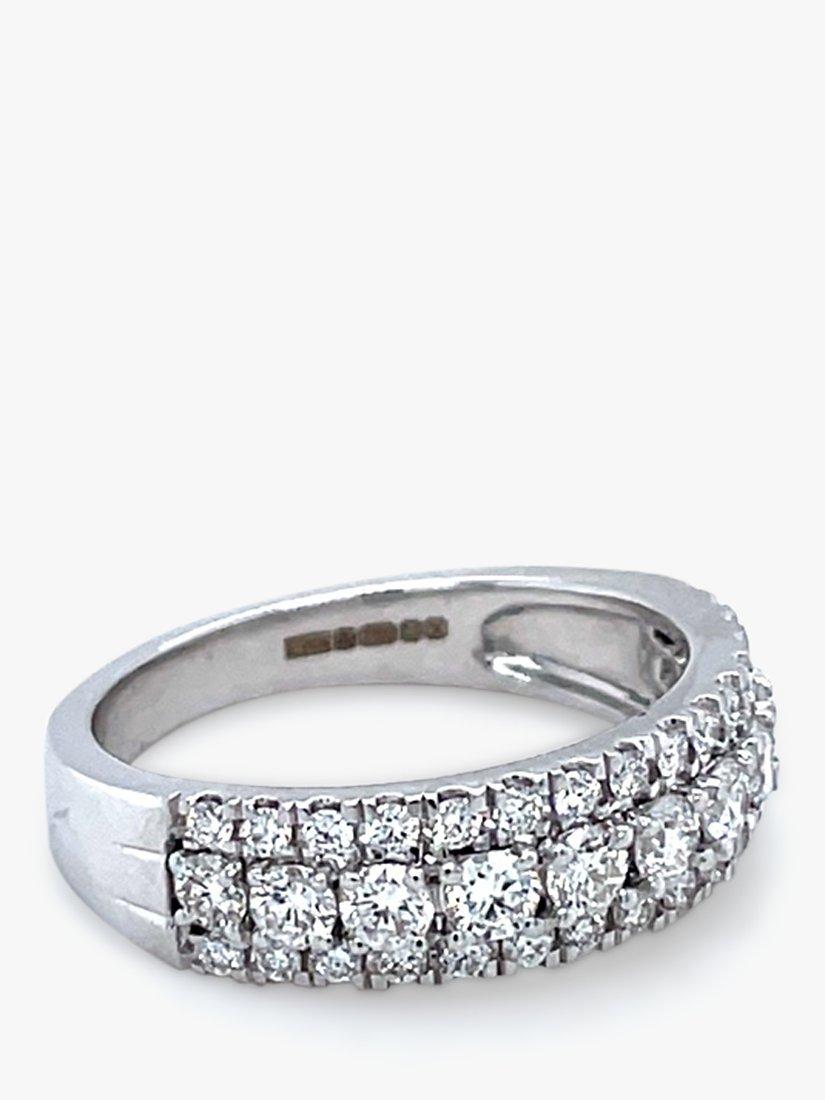 Product image 2 of 4, which shows E.W Adams 18ct White Gold Triple Row Half Eternity Ring, N