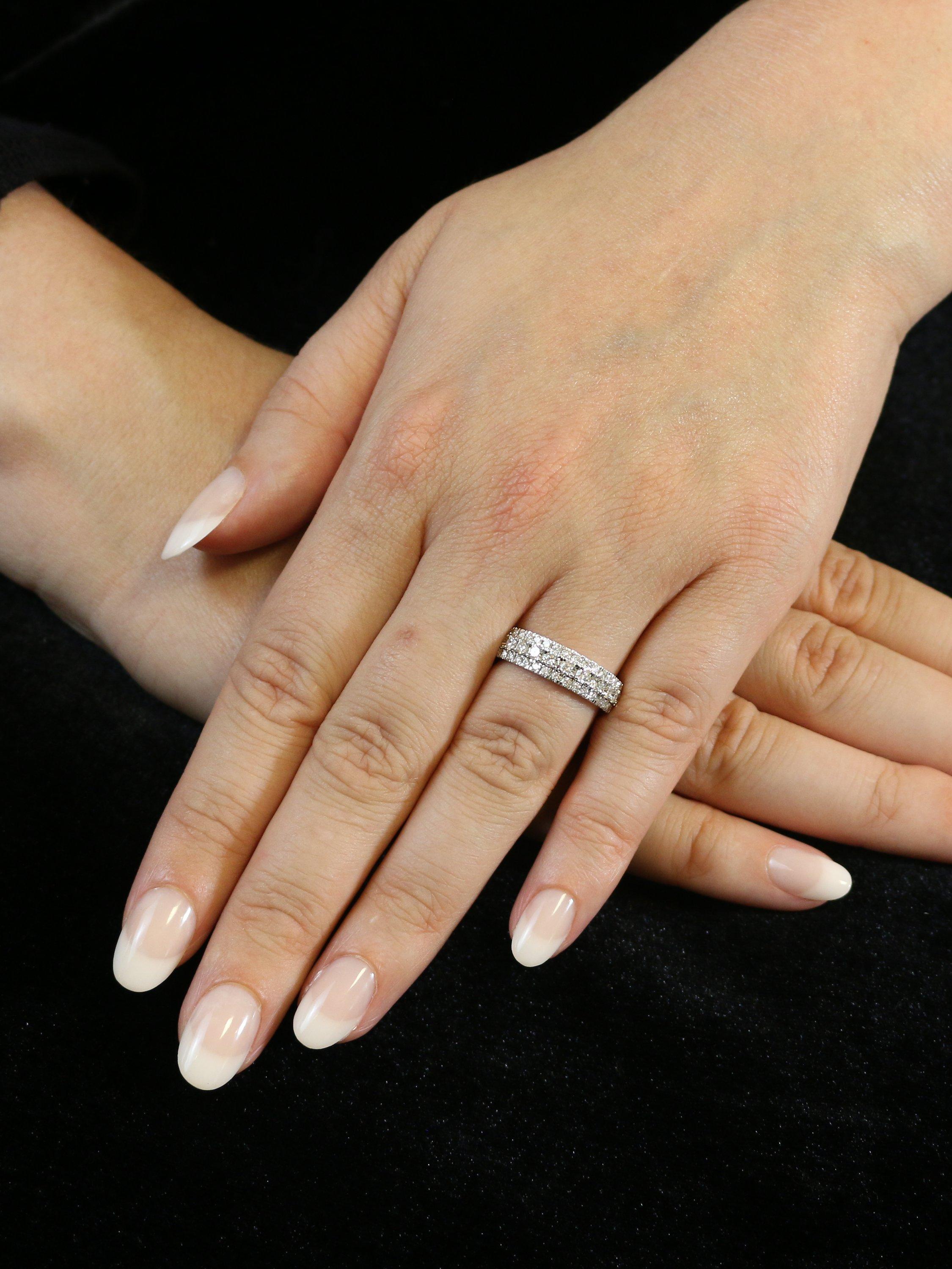 Product image 3 of 4, which shows E.W Adams 18ct White Gold Triple Row Half Eternity Ring, N