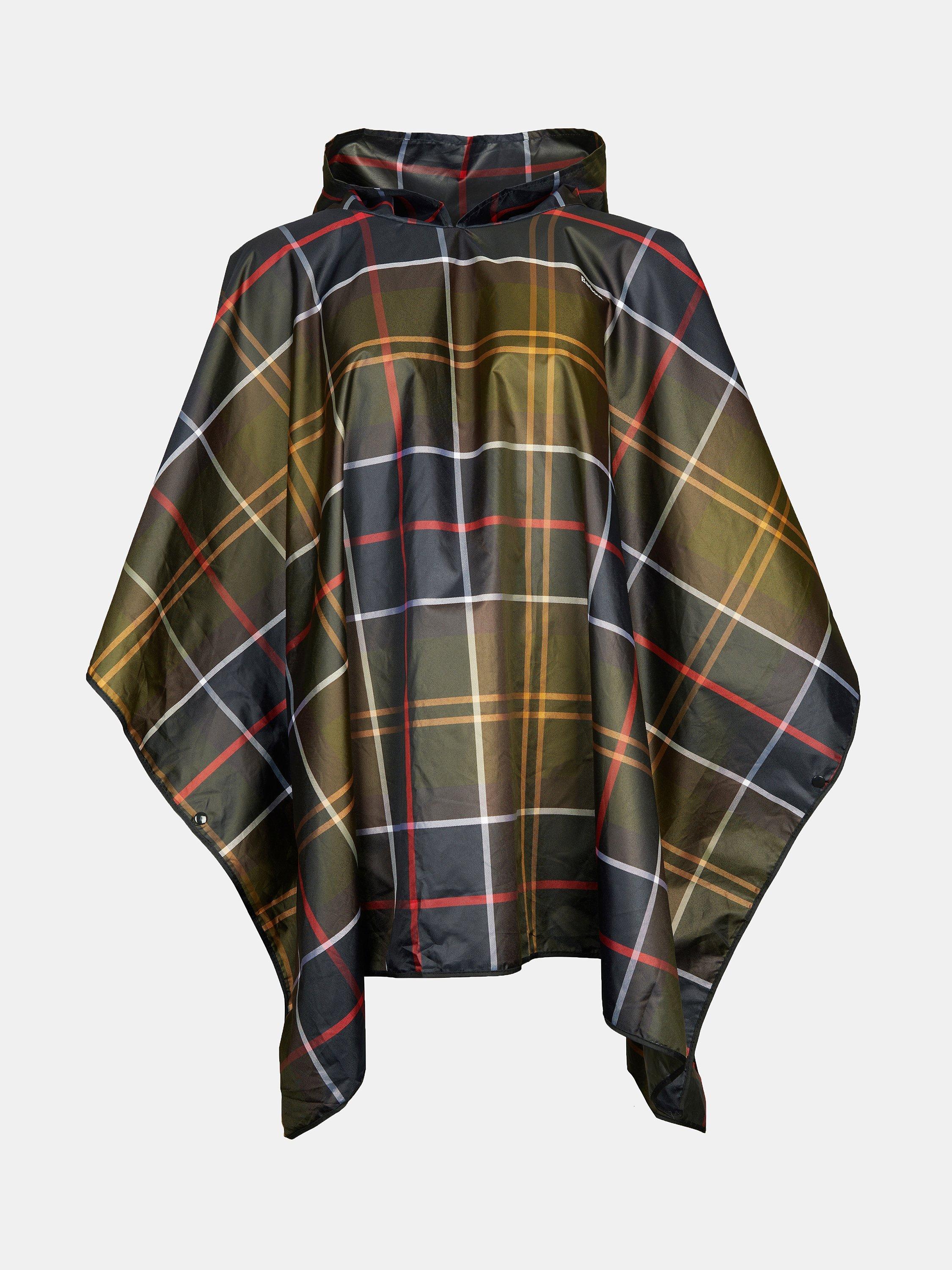 Barbour Showerproof Tartan Poncho, Green
