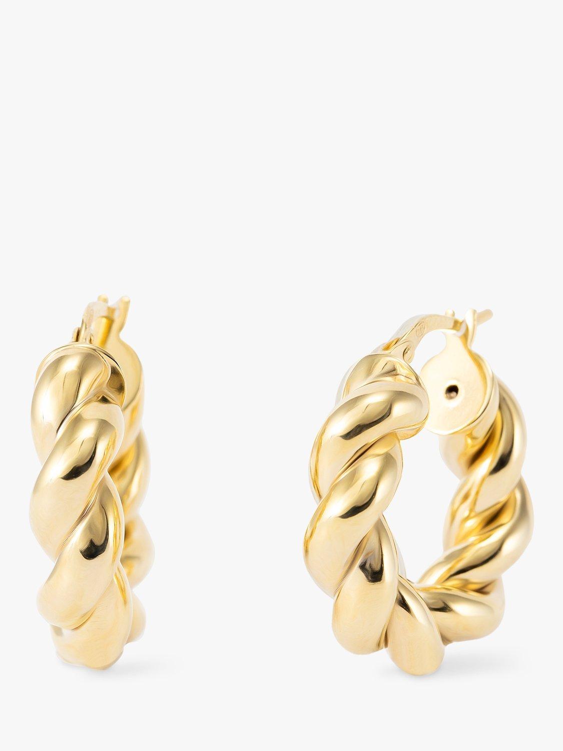 Product image 1 of 4, which shows LARNAUTI Rope Hoop Earrings, Gold