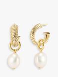 LARNAUTI Freshwater Pearl Hoop Drop Earrings, Gold