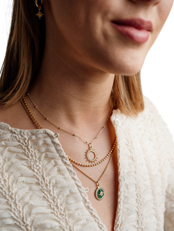 LARNAUTI Beaded Edge North Star Malachite Pendant Necklace, Gold/Green - view 2, Gold