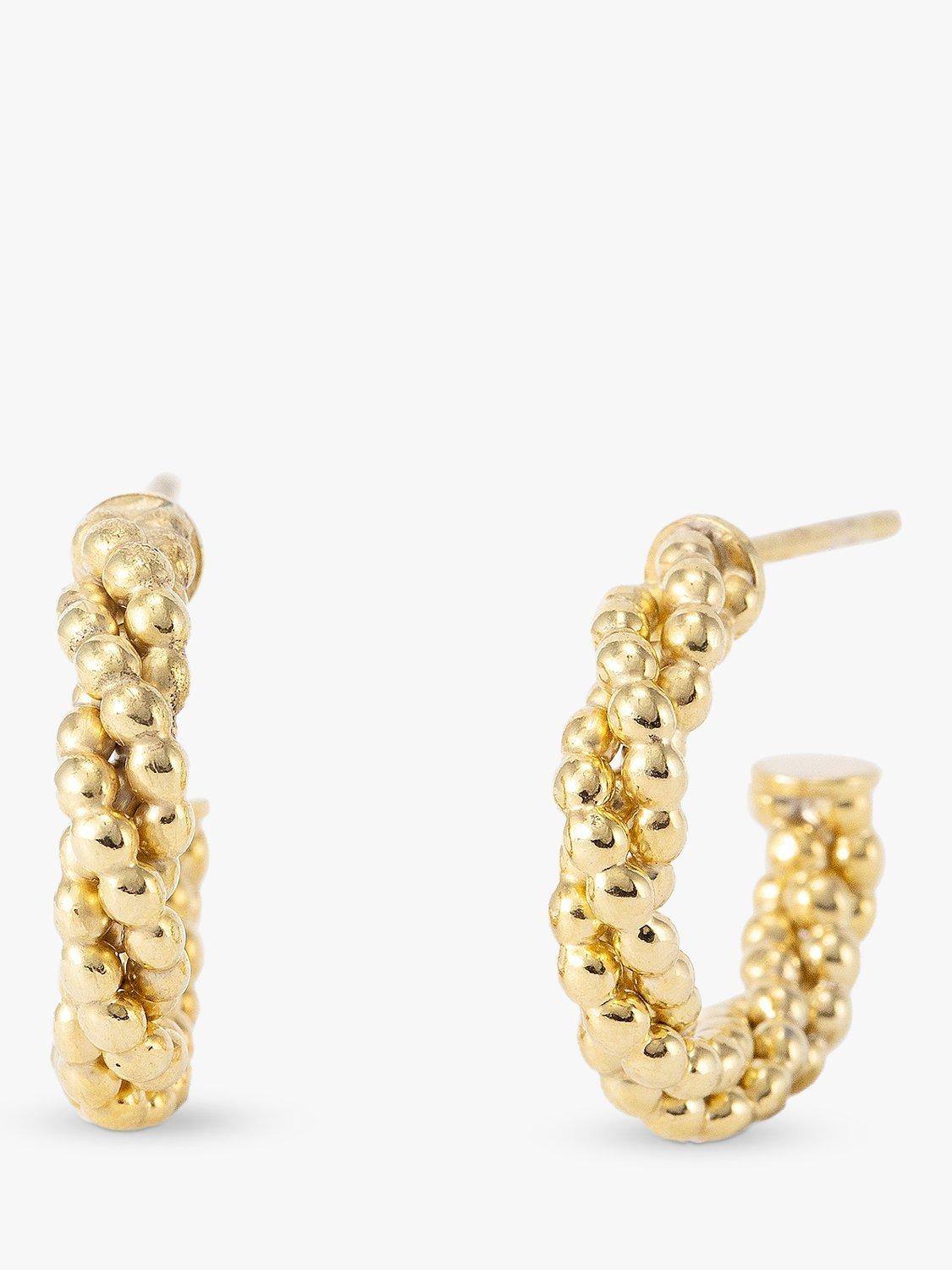 Product image 1 of 5, which shows LARNAUTI Twisted Bead Hoop Earrings, Gold
