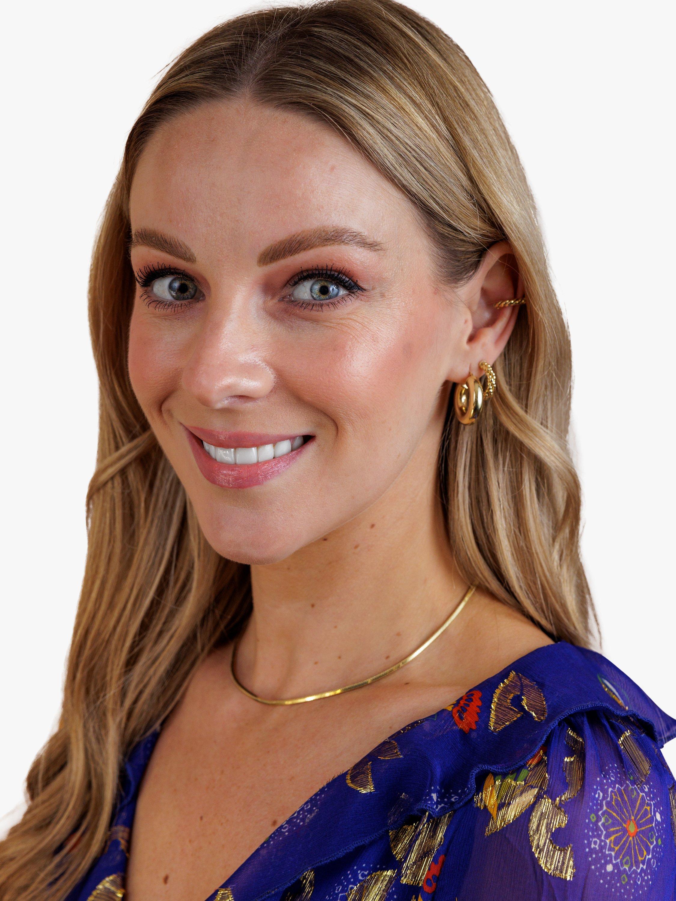 Product image 3 of 5, which shows LARNAUTI Twisted Bead Hoop Earrings, Gold