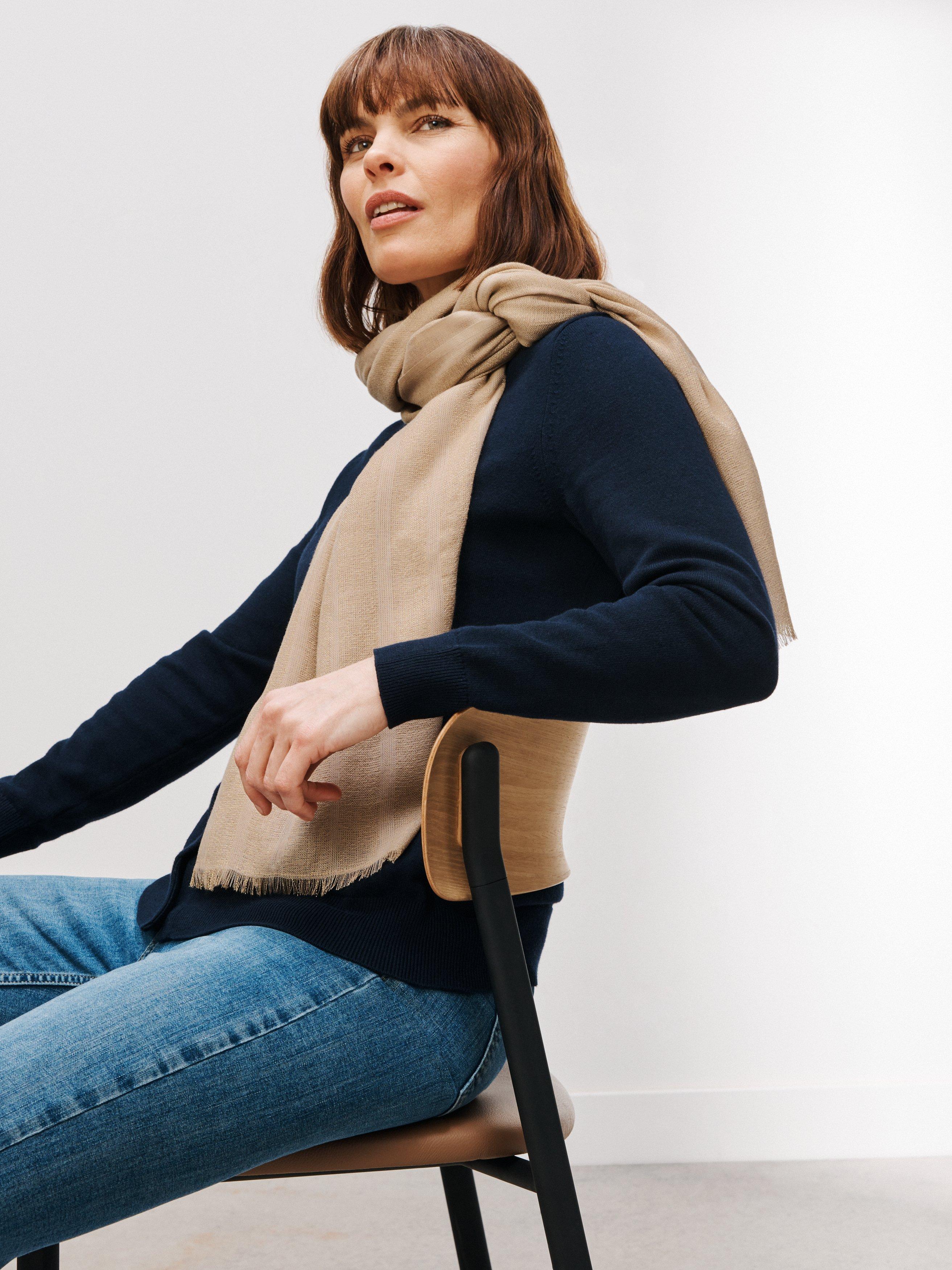 John Lewis Stripe Lurex Scarf, Neutral
