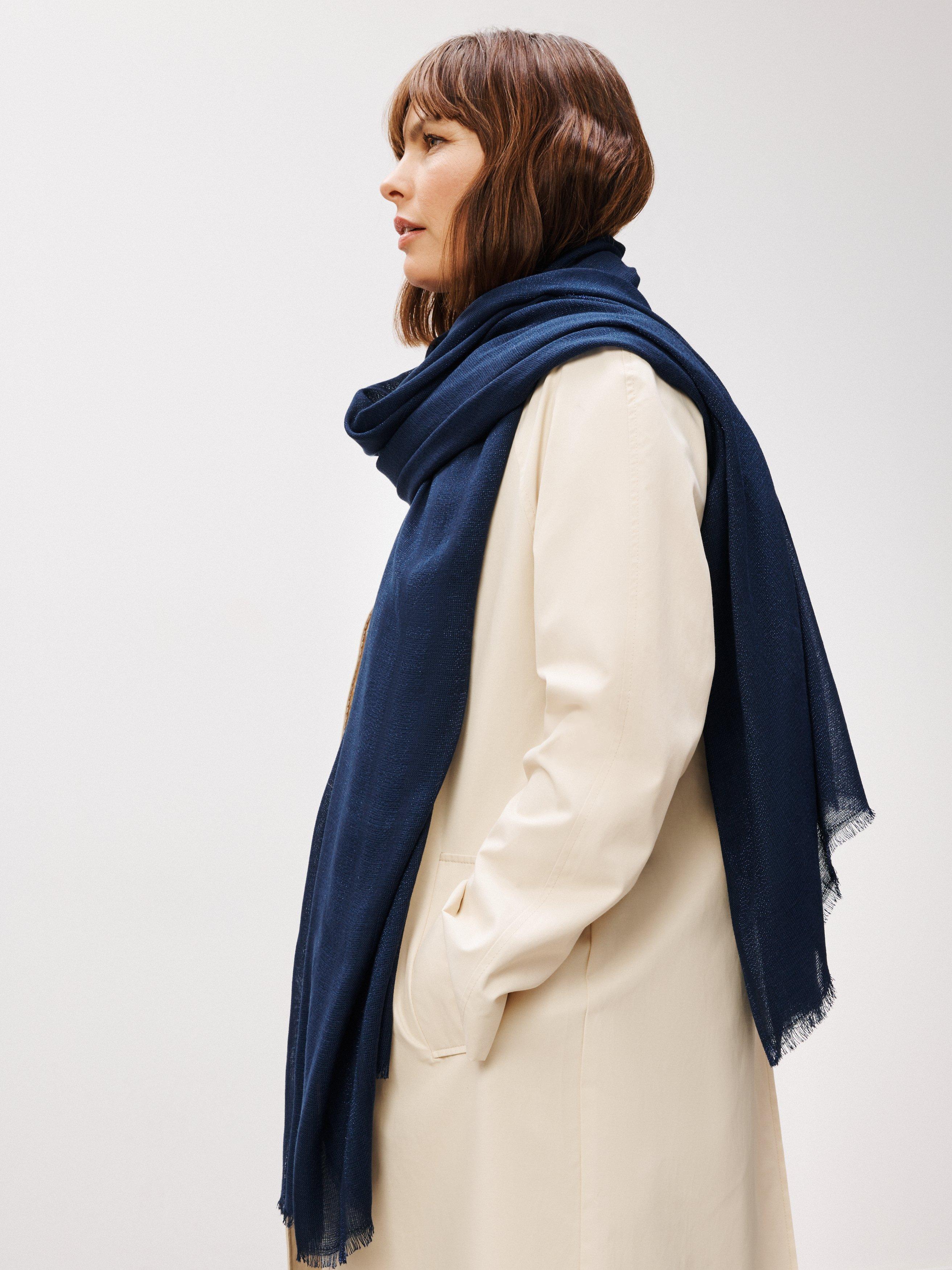 John Lewis Stripe Lurex Scarf, Navy