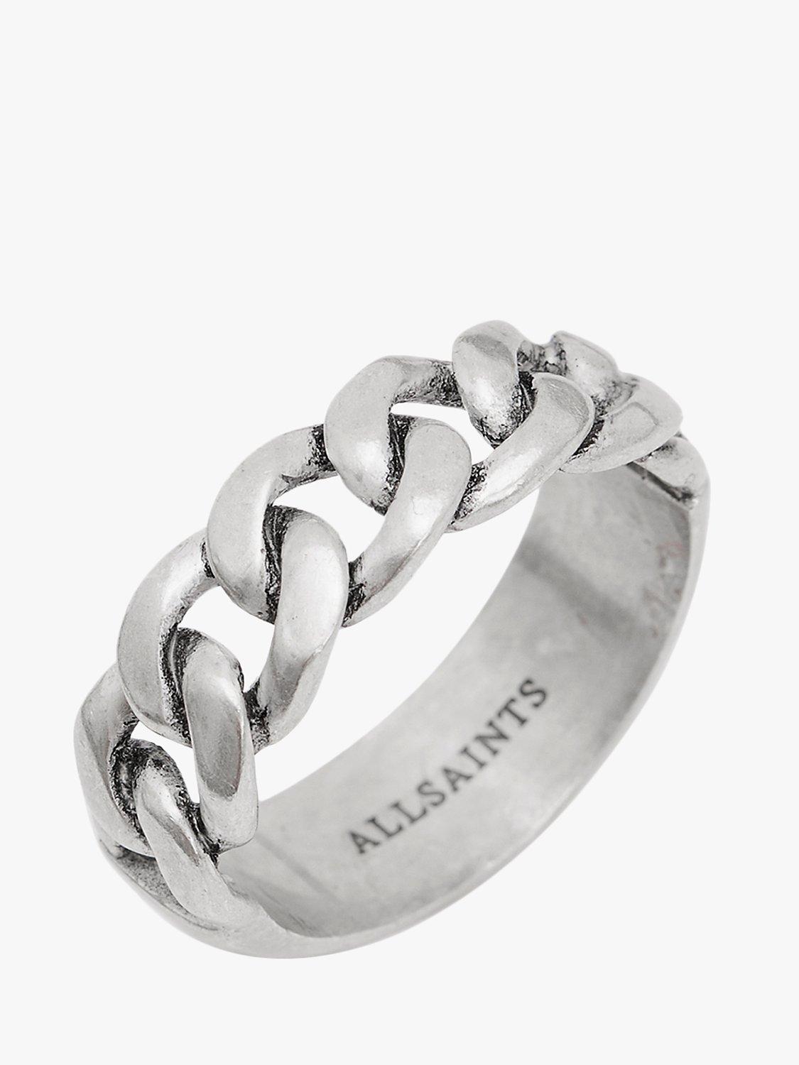 AllSaints Chain Front Ring, Silver, R