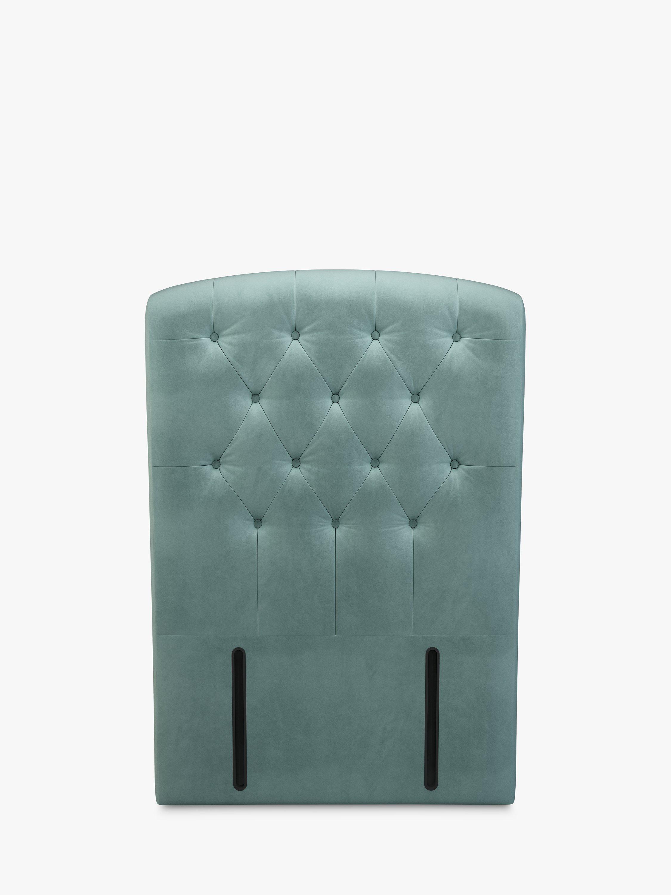 John Lewis Rouen Full Depth Upholstered Headboard, Single, Deep Velvet Eau De Nil