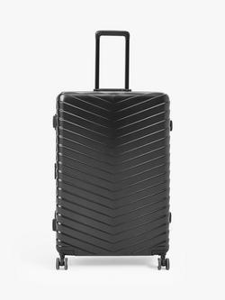 John Lewis Como Zipless 4-Wheel Large Suitcase, 95L, Black, Black