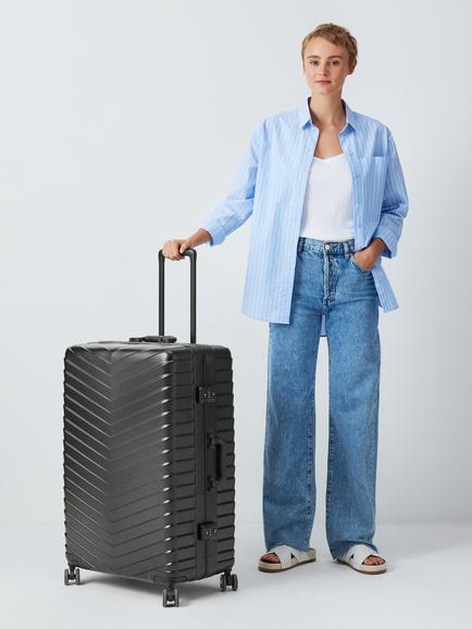 John Lewis Como Zipless 4-Wheel Large Suitcase, 95L, Black - view 2, Black