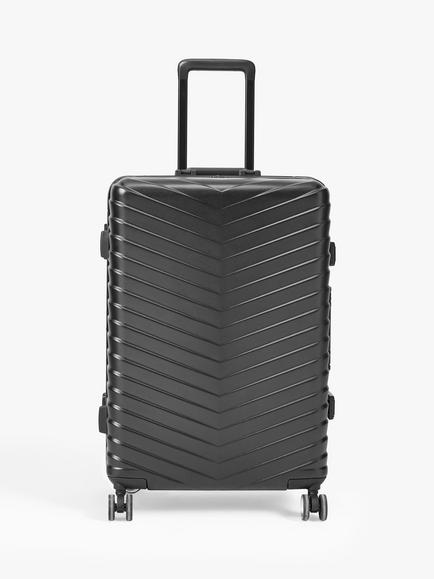 John Lewis Como Zipless 4-Wheel Medium Suitcase, 66L, Black, Black