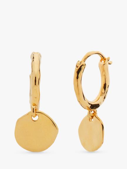 Monica Vinader MV Siren™ Muse Disc Mini Huggie Earrings, Gold