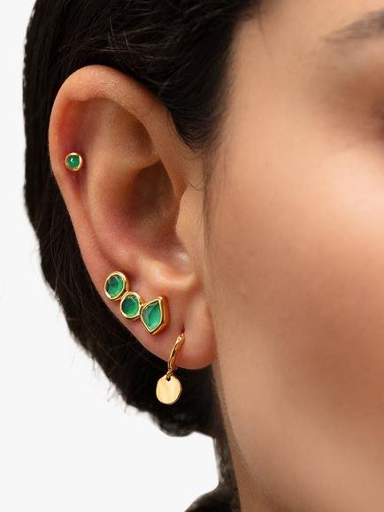 Monica Vinader MV Siren™ Muse Disc Mini Huggie Earrings - view 2, Gold