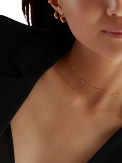 Monica Vinader Triple Beaded Choker Necklace, Gold - view 2, Gold