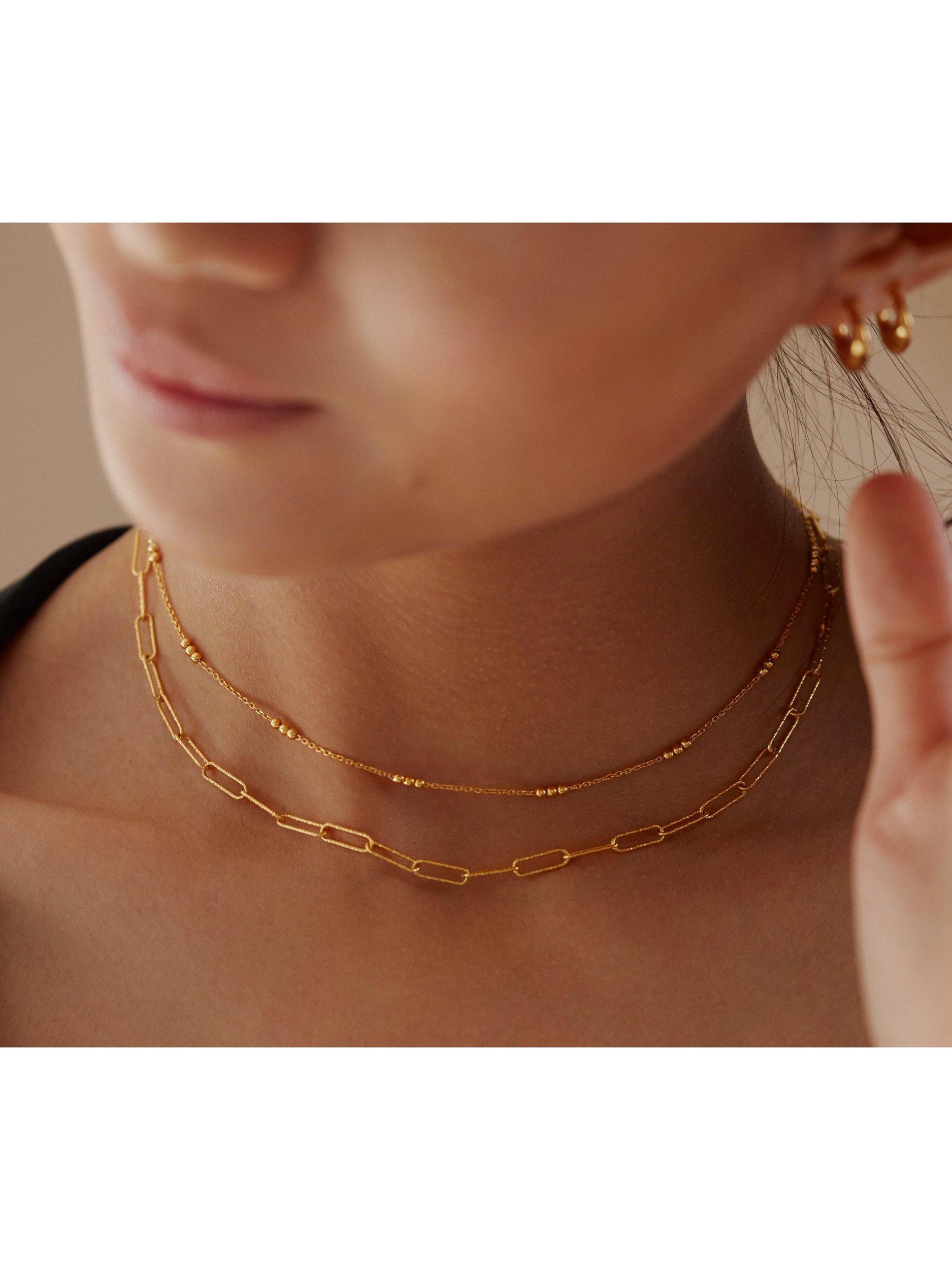 Product image 5 of 6, which shows Monica Vinader Triple Beaded Choker Necklace, Gold