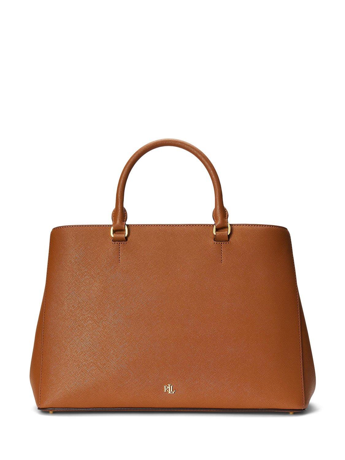 Product image 1 of 7, which shows Lauren Ralph Lauren Hanna Large Leather Satchel, Lauren Tan
