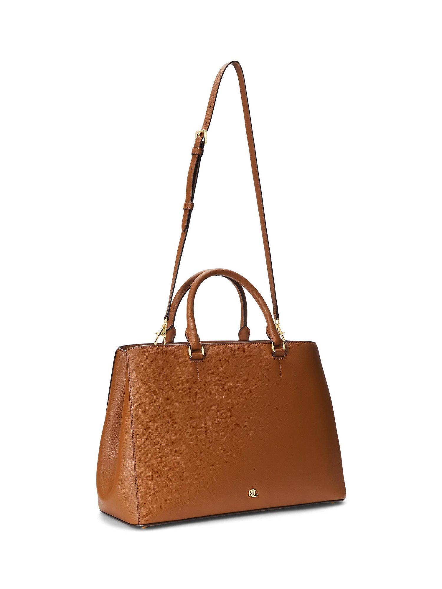 Product image 4 of 7, which shows Lauren Ralph Lauren Hanna Large Leather Satchel, Lauren Tan