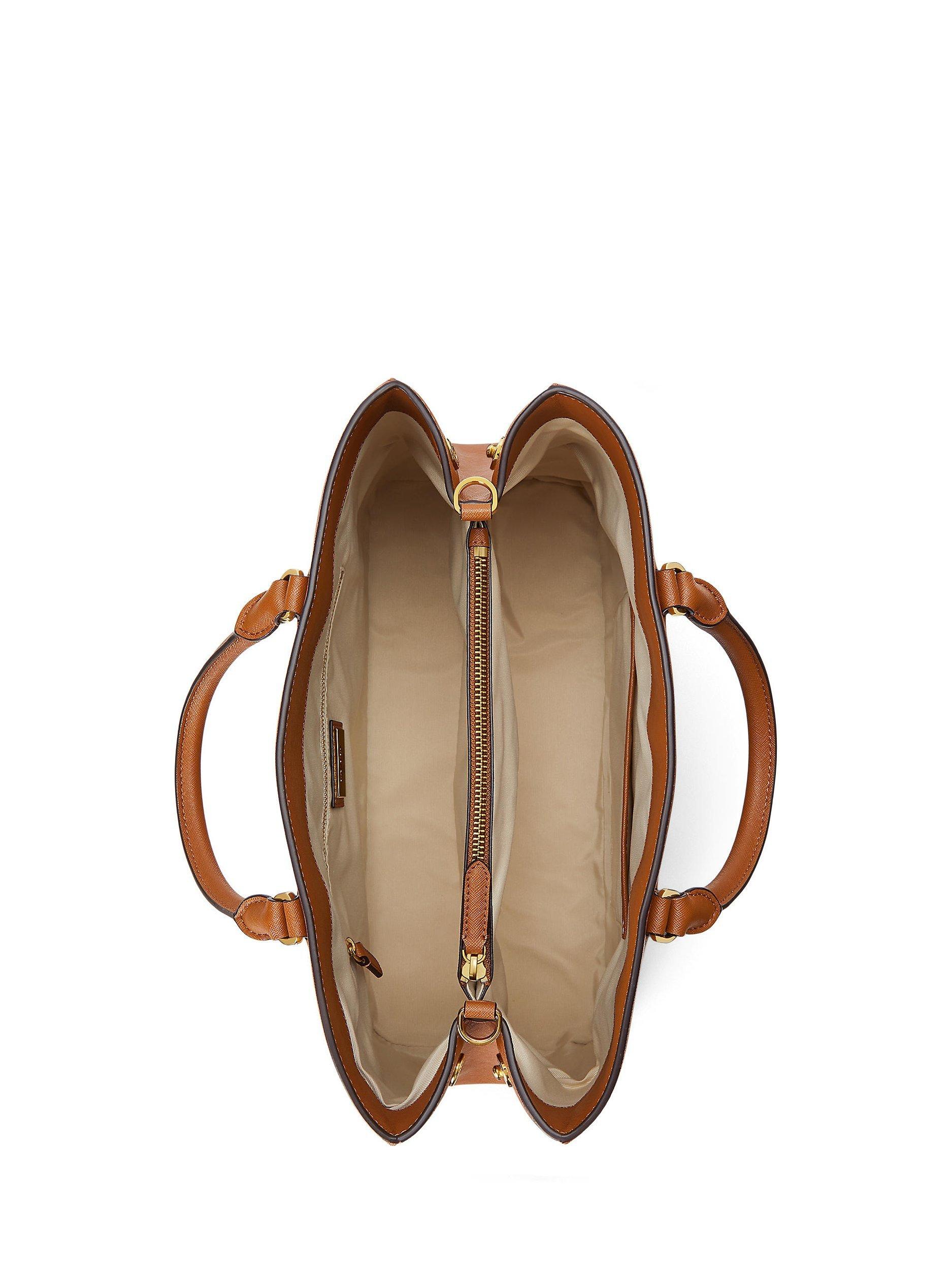 Product image 6 of 7, which shows Lauren Ralph Lauren Hanna Large Leather Satchel, Lauren Tan