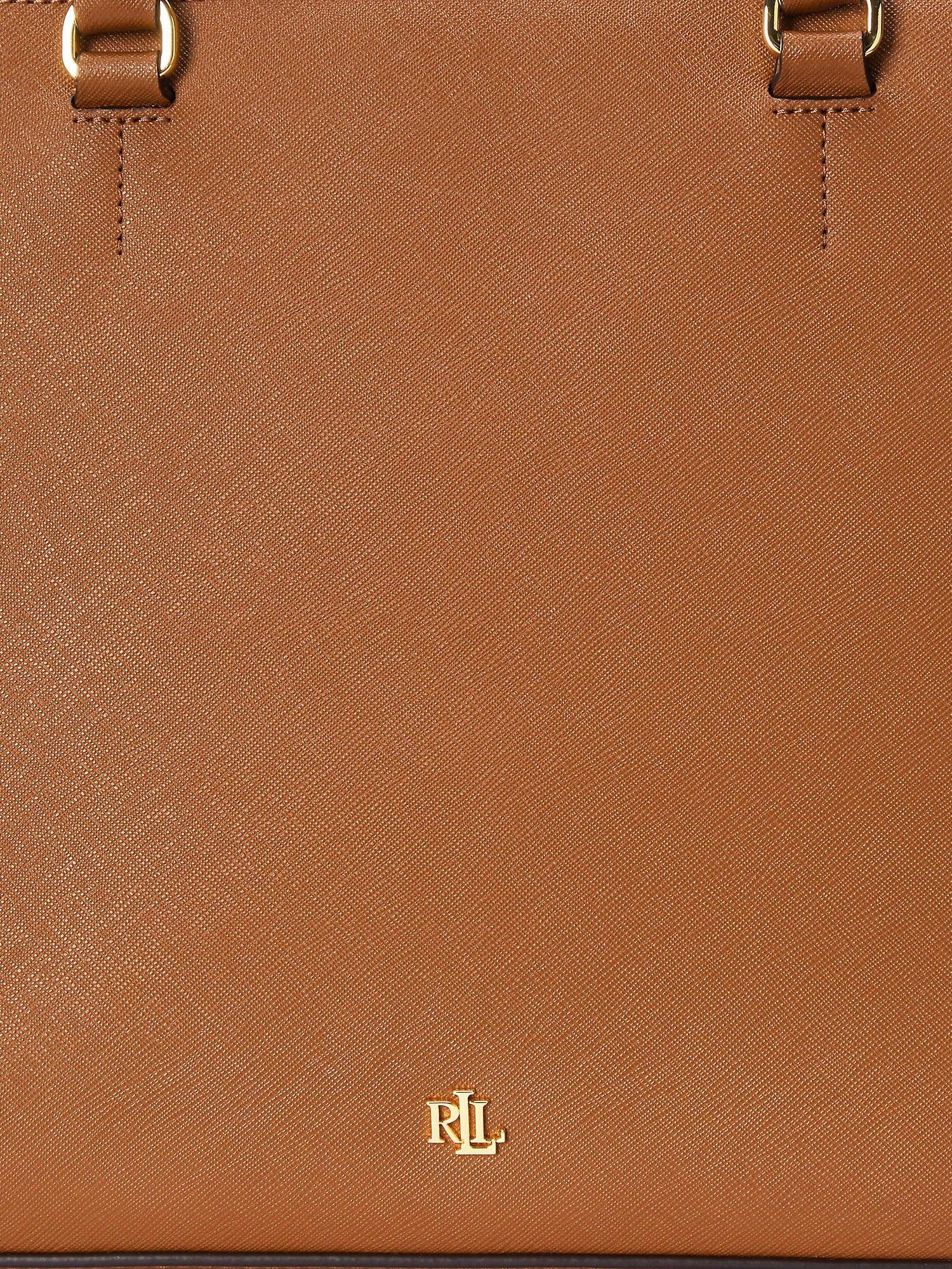 Product image 7 of 7, which shows Lauren Ralph Lauren Hanna Large Leather Satchel, Lauren Tan