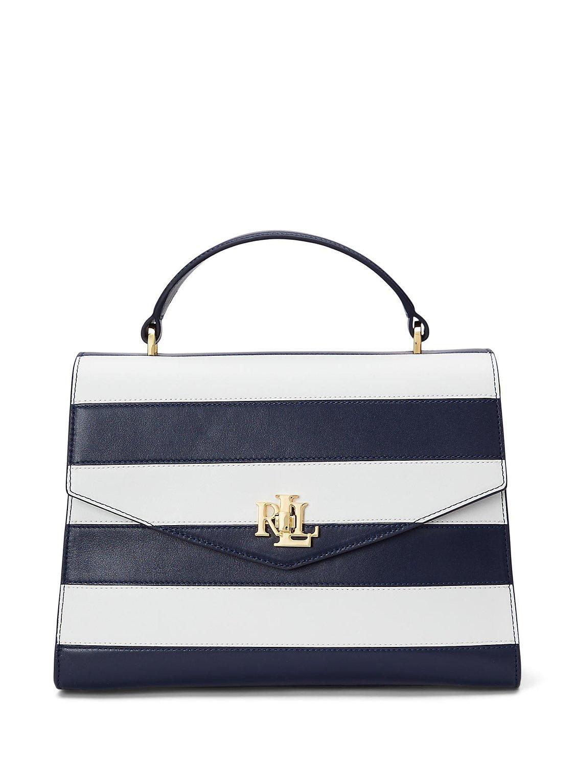 Lauren Ralph Lauren Farrah 27 Striped Leather Satchel Bag