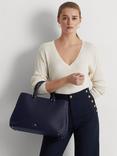 Lauren Ralph Lauren Hanna Large Leather Satchel, French Navy