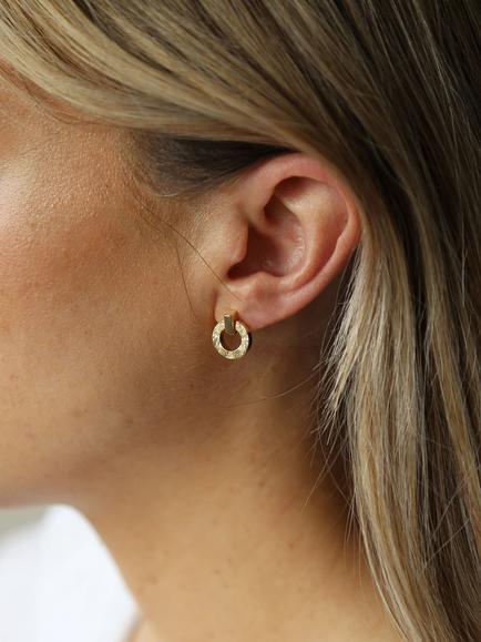 Tutti Palm Collection Textured Circle Stud Earrings - view 2, Gold