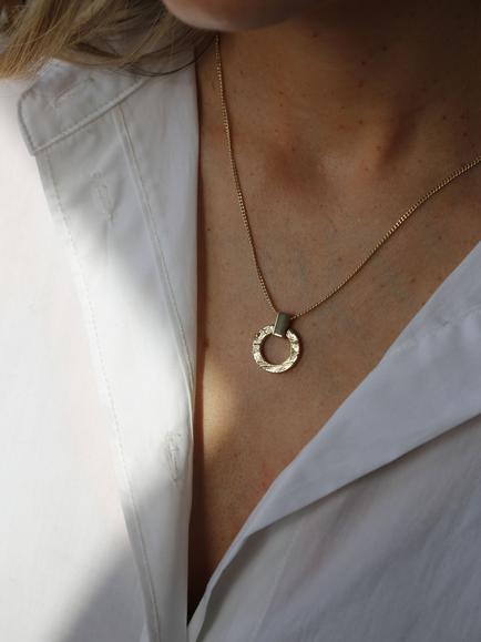 Tutti Palm Collection Textured Circle Pendant Necklace - view 2, Gold