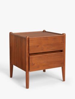 John Lewis Scandi 2 Drawer Wood Bedside Table, Walnut Finish, Walnut Finish