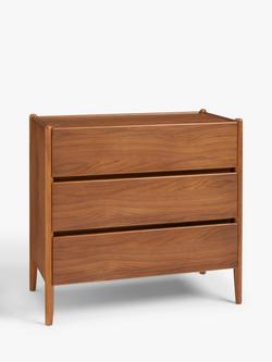 John Lewis Scandi 3 Drawer Wood Chest, Walnut Finish, Walnut Finish