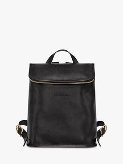 Longchamp Le Foulonné Leather Backpack, Black