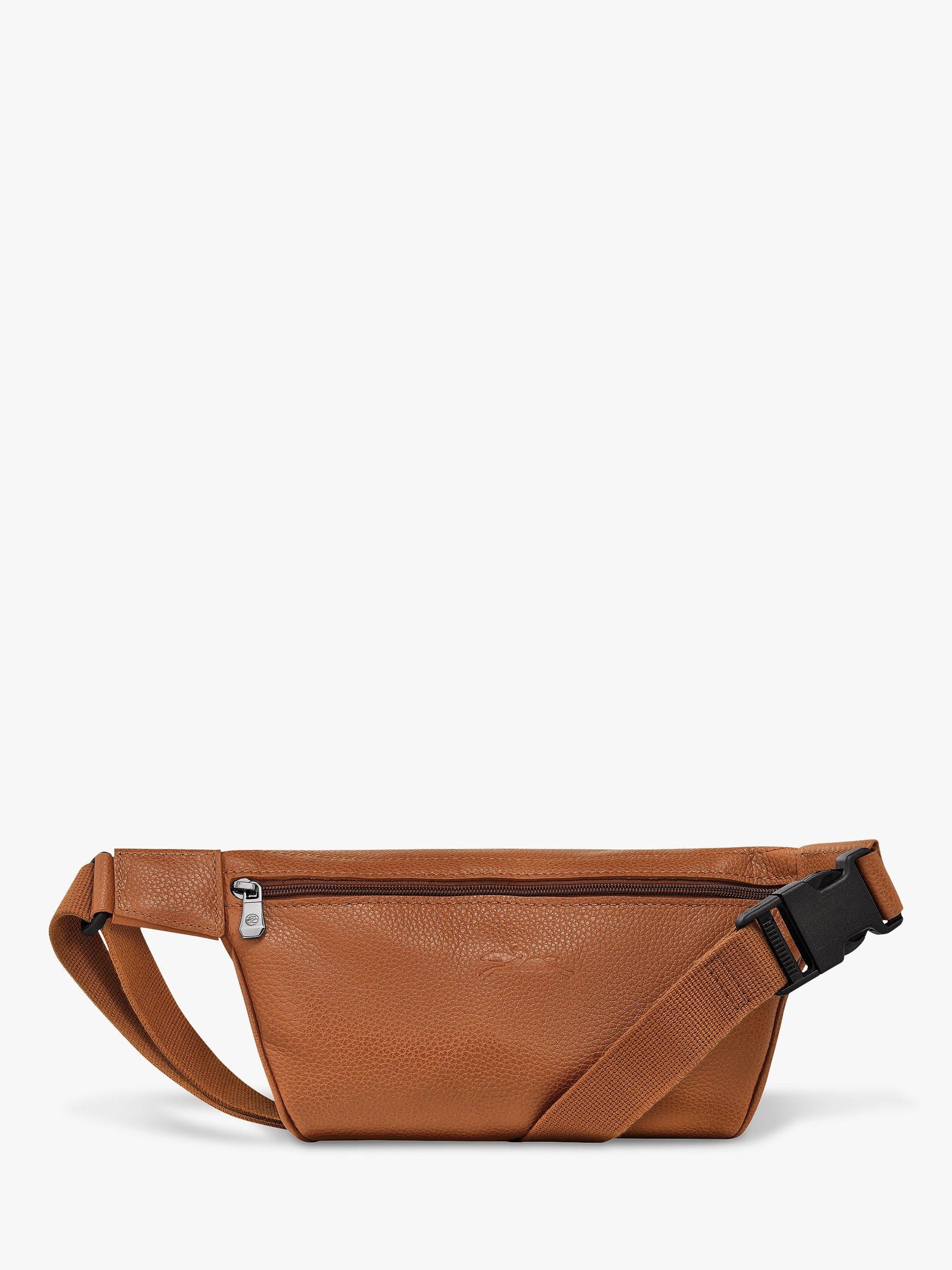 Product image 4 of 6, which shows Longchamp Le Foulonné Leather Belt Bag, Caramel