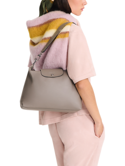 Longchamp Le Pliage Xtra Medium Leather Shoulder Bag - view 2, Turtledove