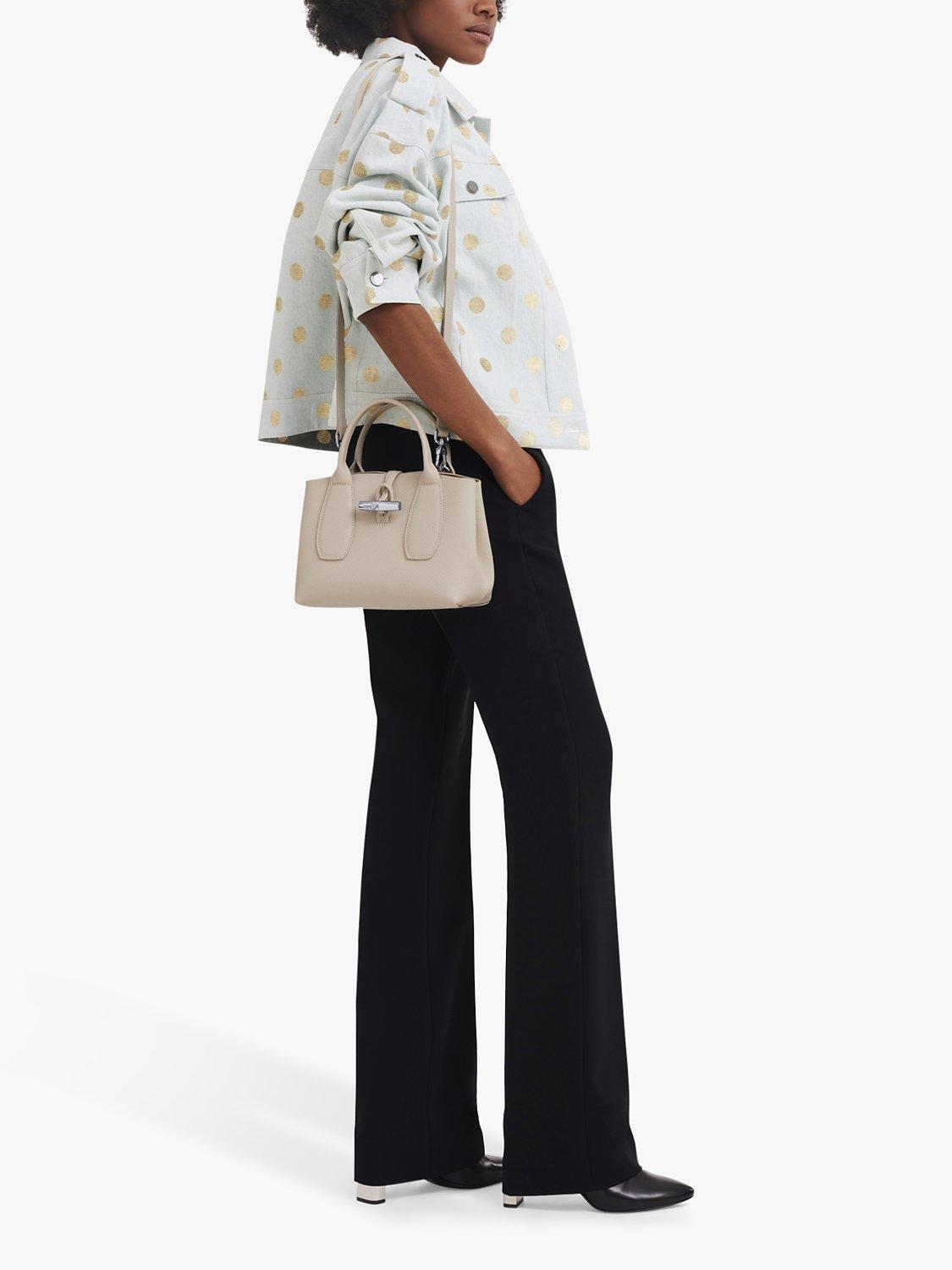 Longchamp Roseau Small Leather Top Handle Bag, Paper