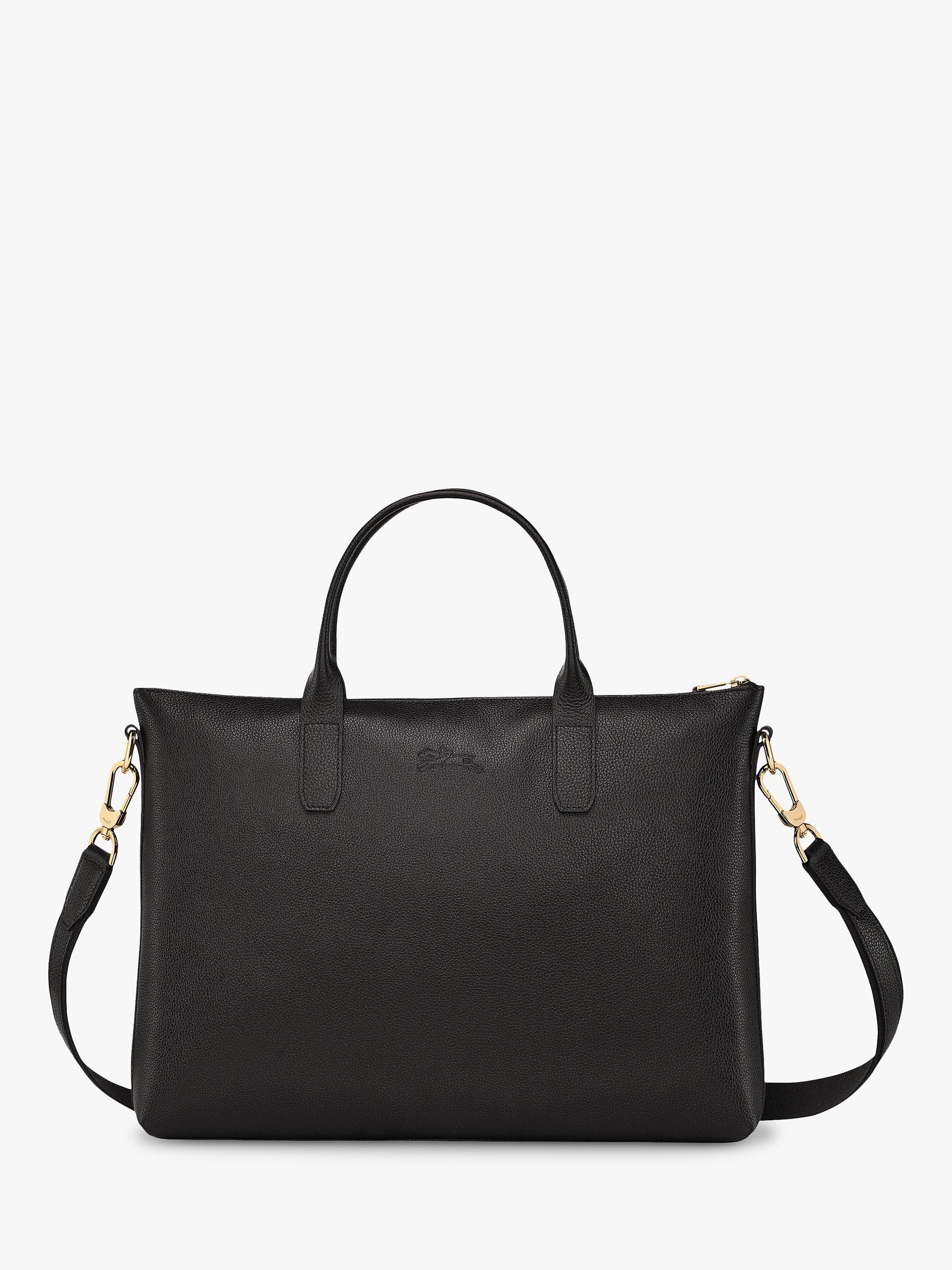 Product image 3 of 4, which shows Longchamp Le Foulonné Small Briefcase, Black