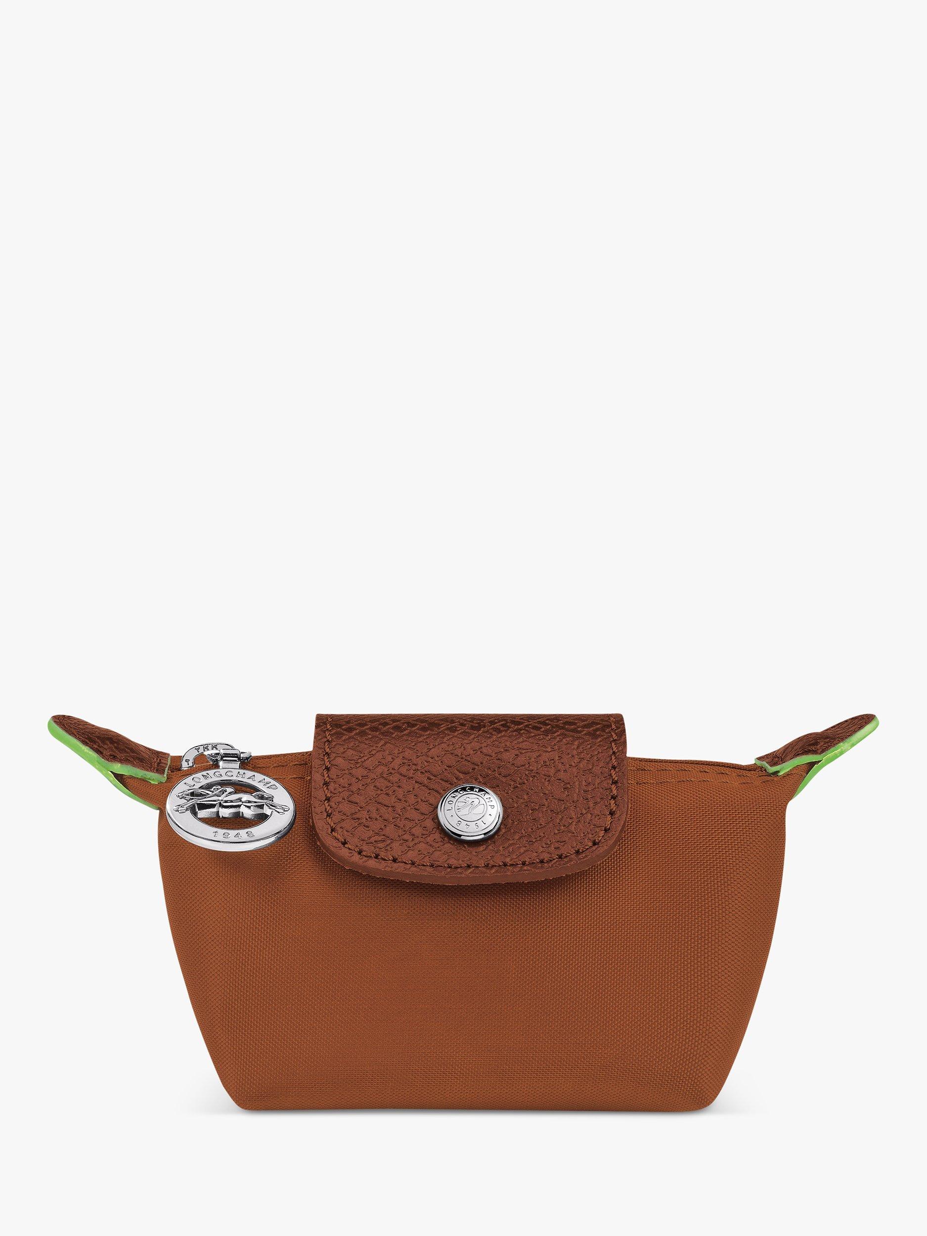 Longchamp Le Pliage Green Recycled Canvas Coin Purse, Cognac