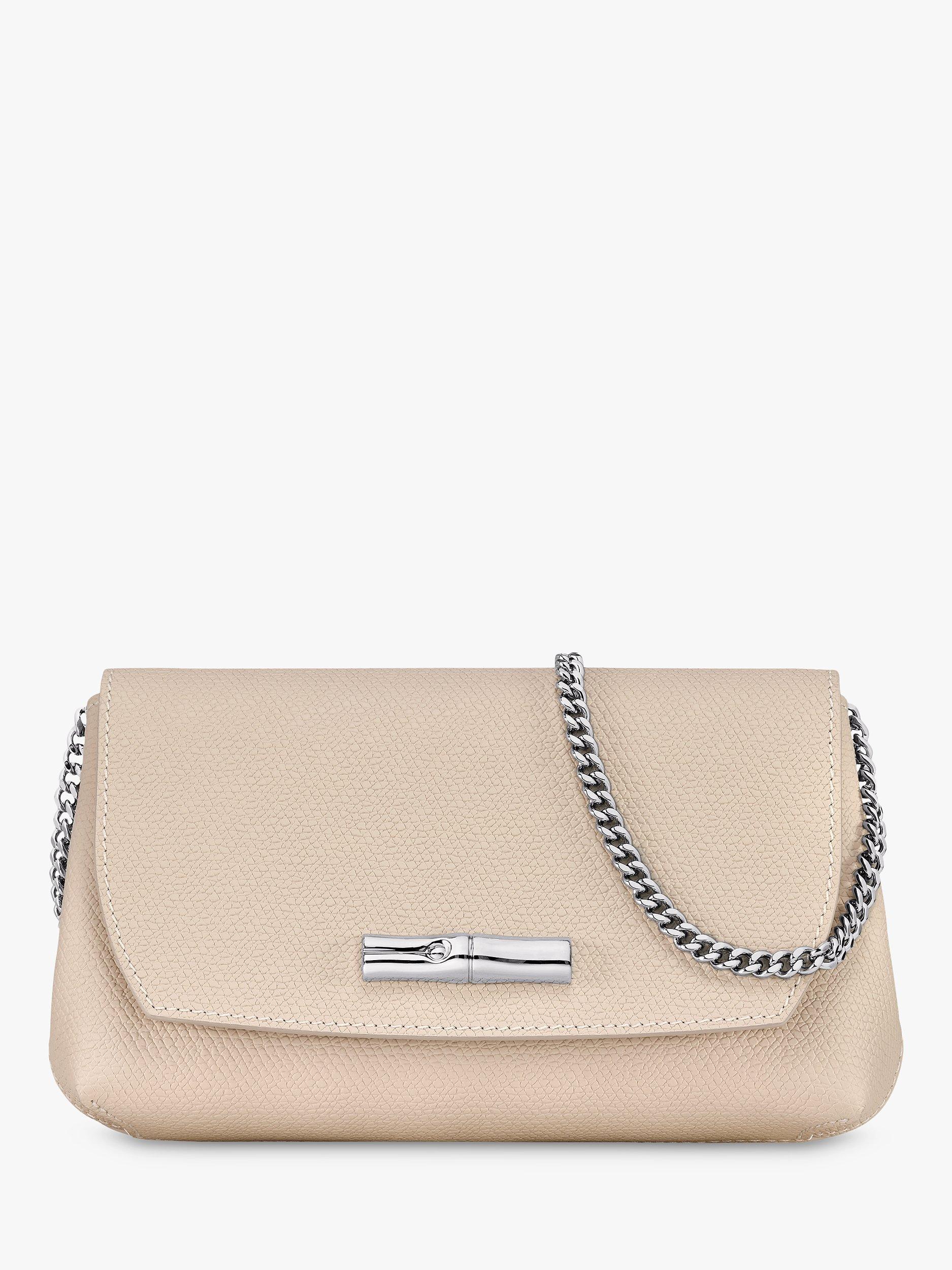 Longchamp Roseau Leather Clutch Bag, Paper