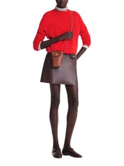 Longchamp Épure Leather Cross Body Phone Pouch - view 2, Brown