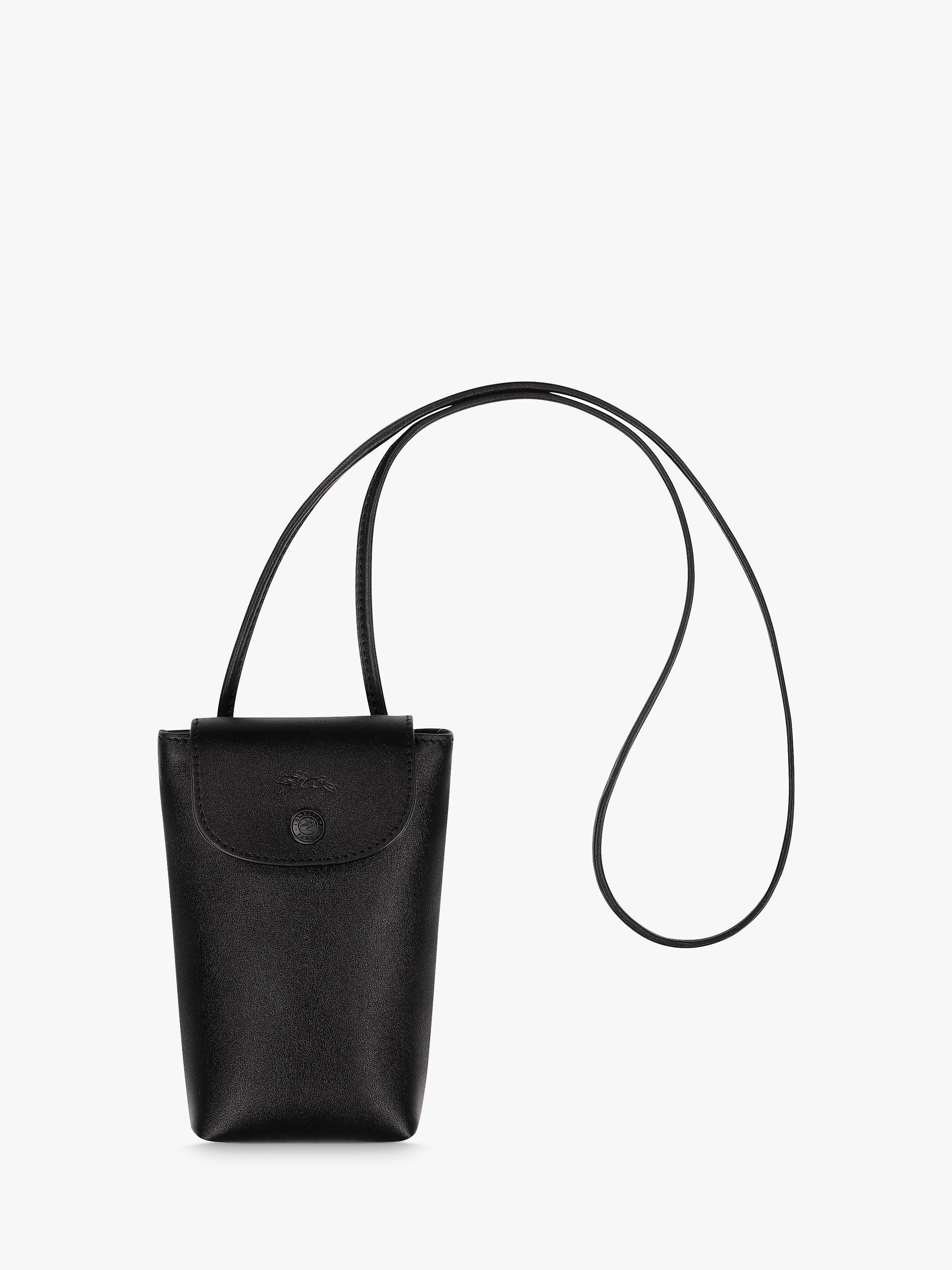 Longchamp Le Pliage Xtra Leather Phone Case Pouch, Black