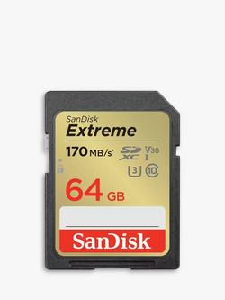 SanDisk Extreme UHS-1, Class 10, SDXC Card, up to 170MB/s Read Speed, 64GB, Black