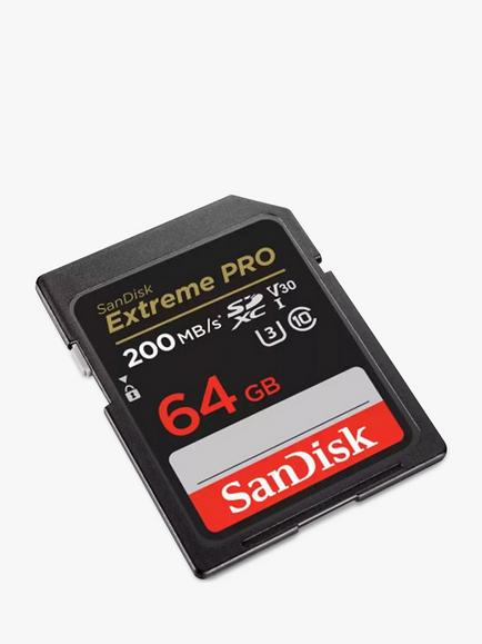SanDisk Extreme Pro UHS-1, Class 10, SDXC Card, up to 200MB/s Read Speed, 64GB - view 2, Black