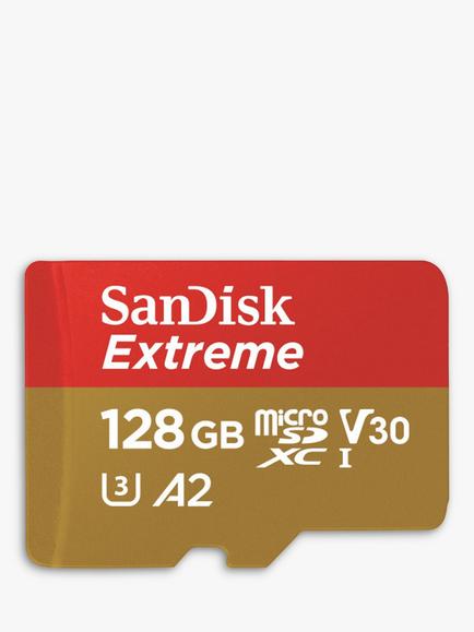 SanDisk Extreme UHS-1, Class 10, microSD Card, up to 190MB/s Read Speed, 128GB, Black