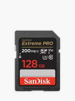 SanDisk Extreme Pro UHS-1, Class 10, SDXC Card, up to 200MB/s Read Speed, 128GB, Black